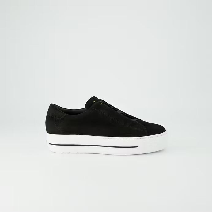 Paul Green - 5529 Black Suede Slip On Trainer
