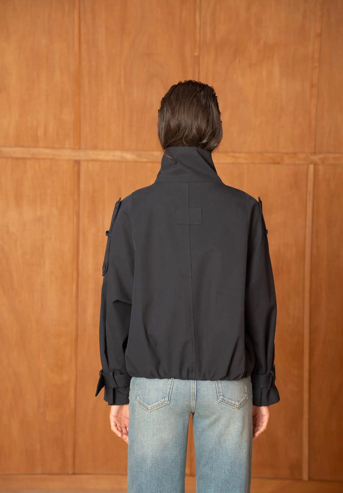 Anna - Black Oversized Short Trench Style Jacket
