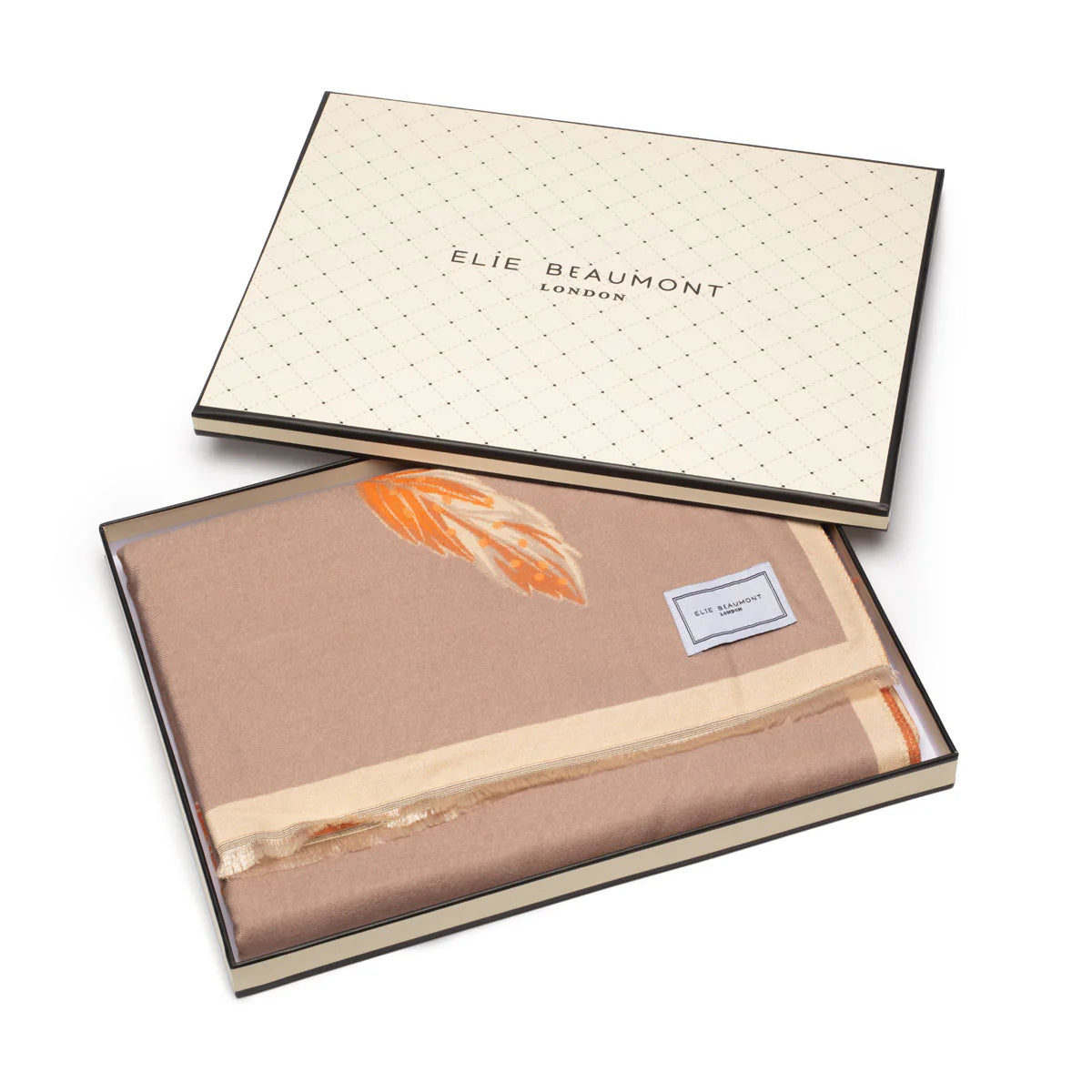 Elie Beaumont - Peach & Sand Feather Scarf