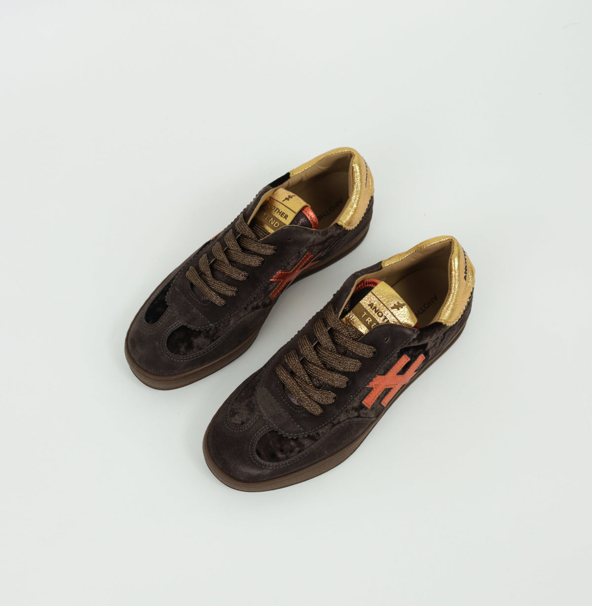 Another Trend - A032 Brown and Orange Suede Trainer