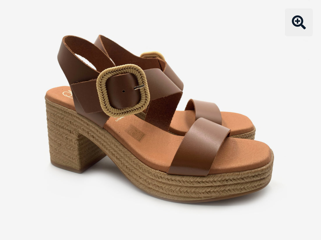 Oh My Sandals - 5468 Tan Block Heel Sandal