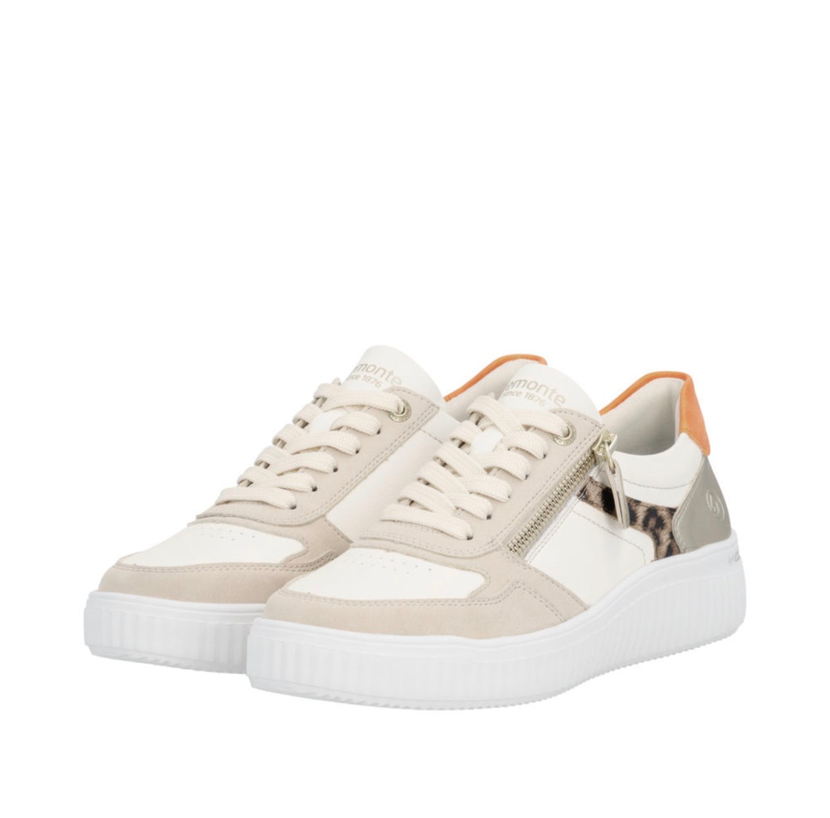 Remonte - D3E05 Cream Multi Zip Trainer