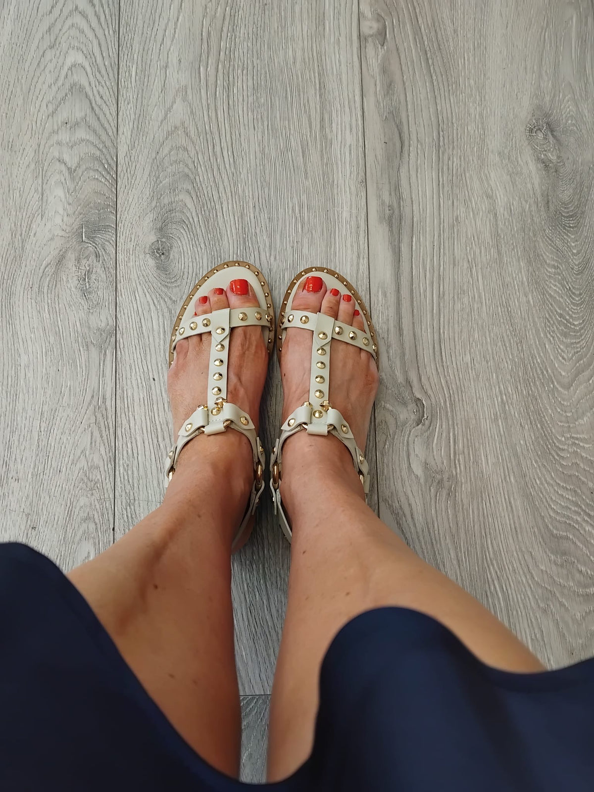 Ash - Patsy Cream Stud Gladiator Sandal