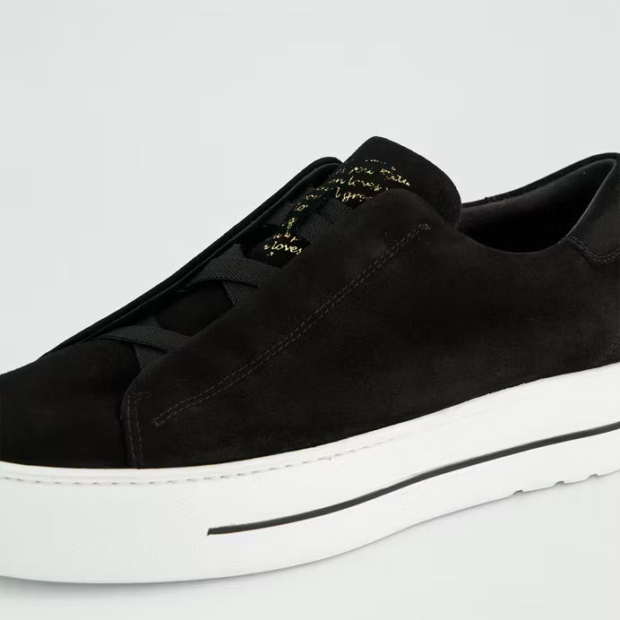 Paul Green - 5529 Black Suede Slip On Trainer