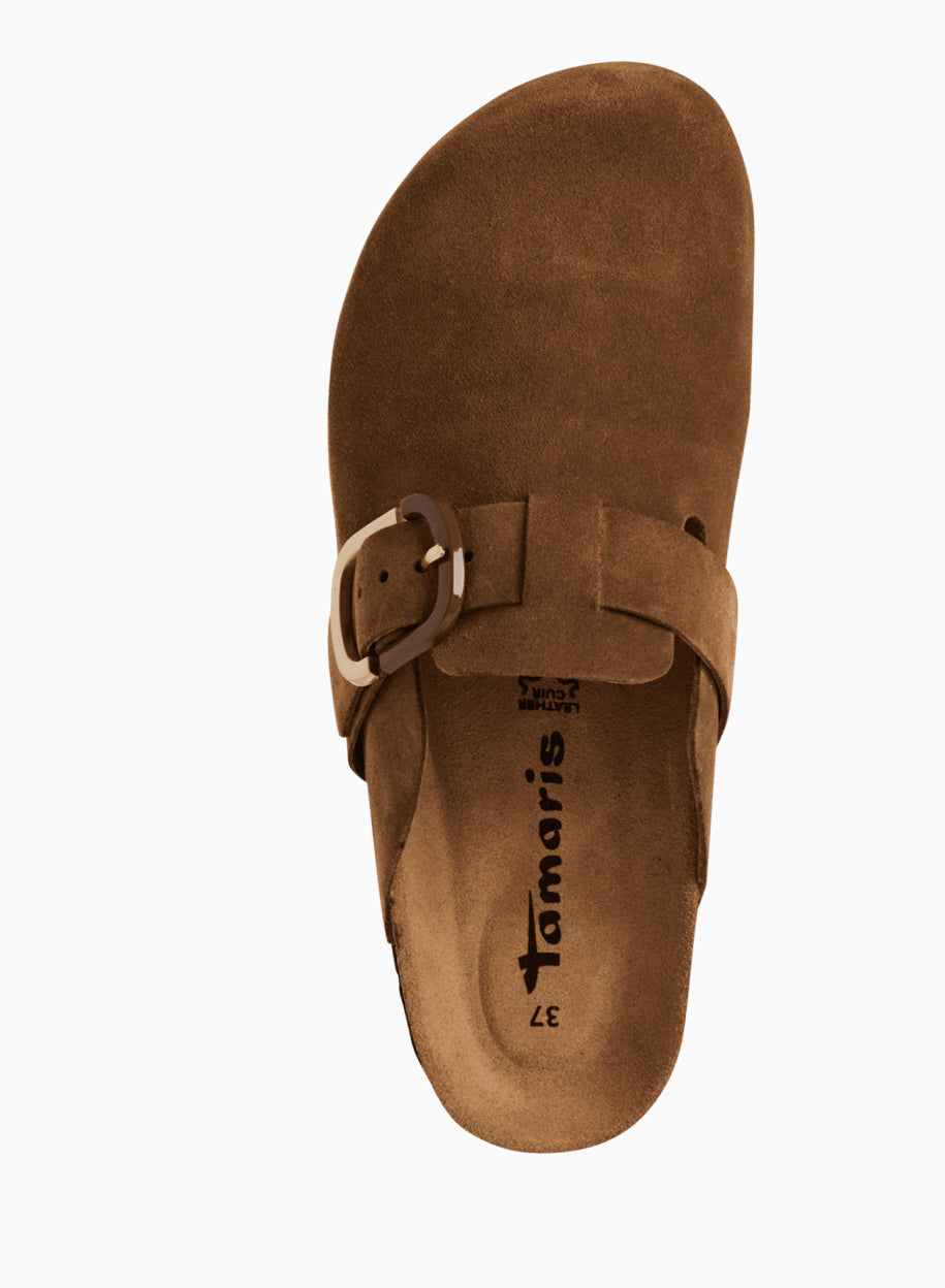Tamaris - 27600 Tan Leather Suede Mule