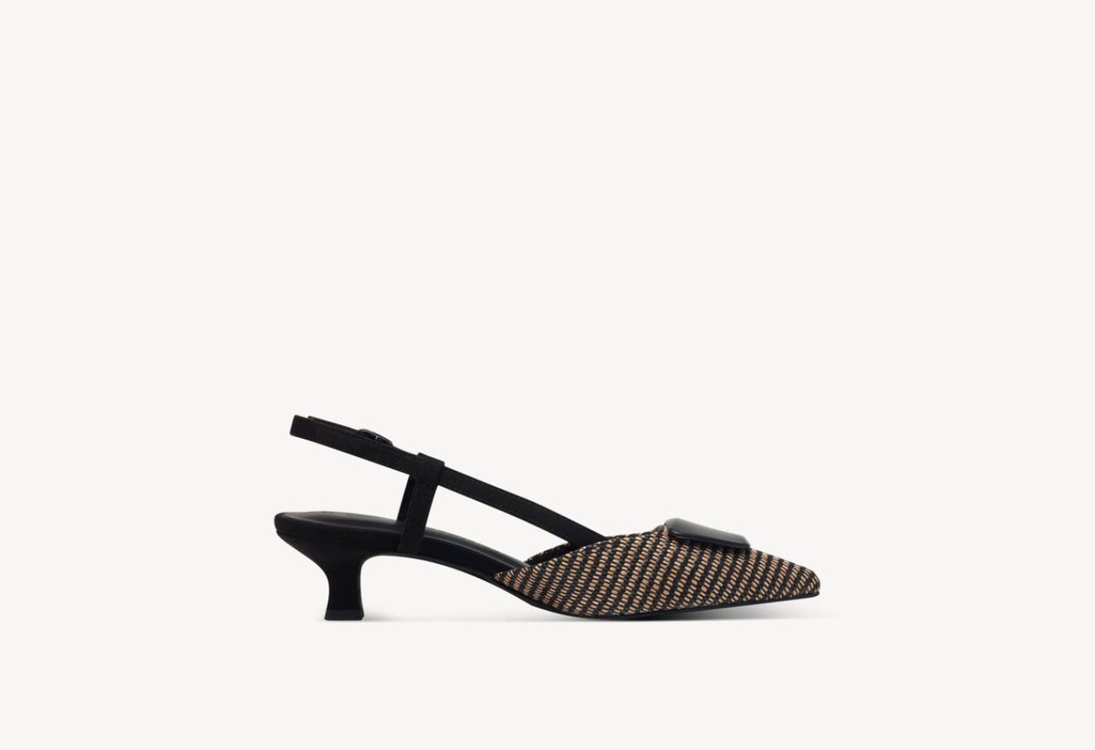 Marco Tozzi - 29503 Black & Camel Raffia Slingback