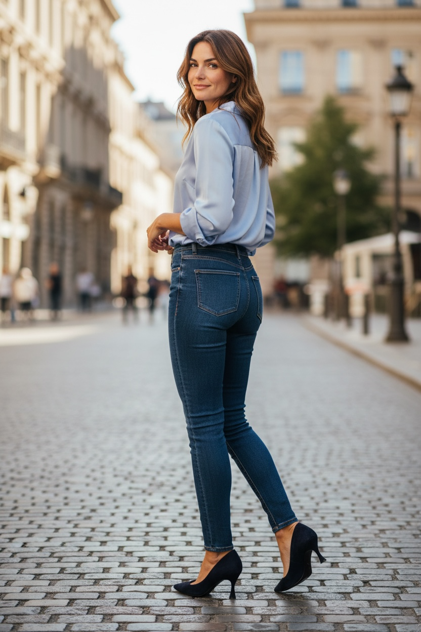 Paul Green - 3859 Navy Suede Court Shoe