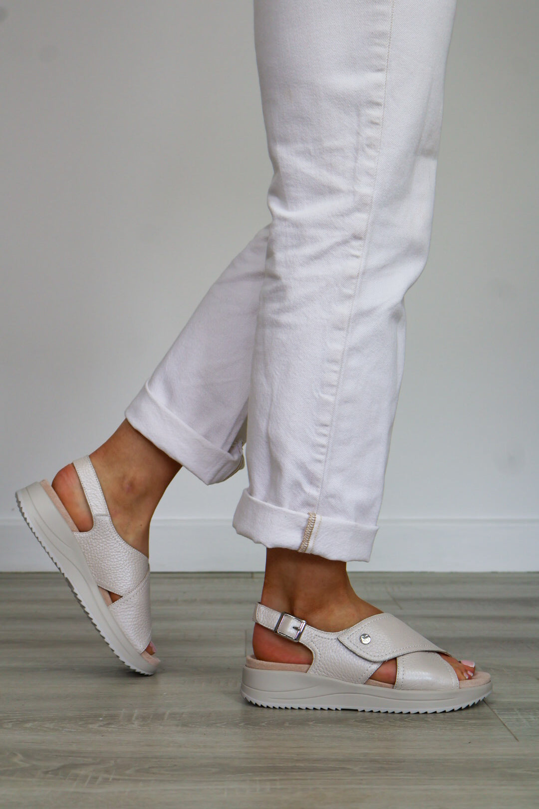 Caprice - 28707 Cream Velcro Sandal