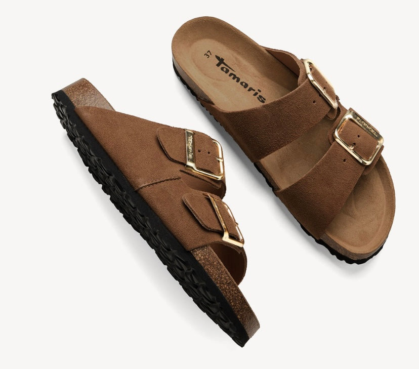 Tamaris - 27543 Brown Double Buckle Mule