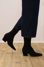 Miss Elastic - 75375 Black Suede Knee High Sock Boot