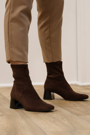 Miss Elastic - 75436 Brown Sock Ankle Boot