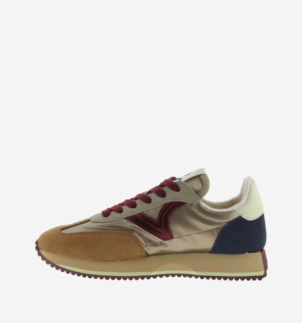 Victoria - 1 134115 Gold and Burgundy Retro Trainer