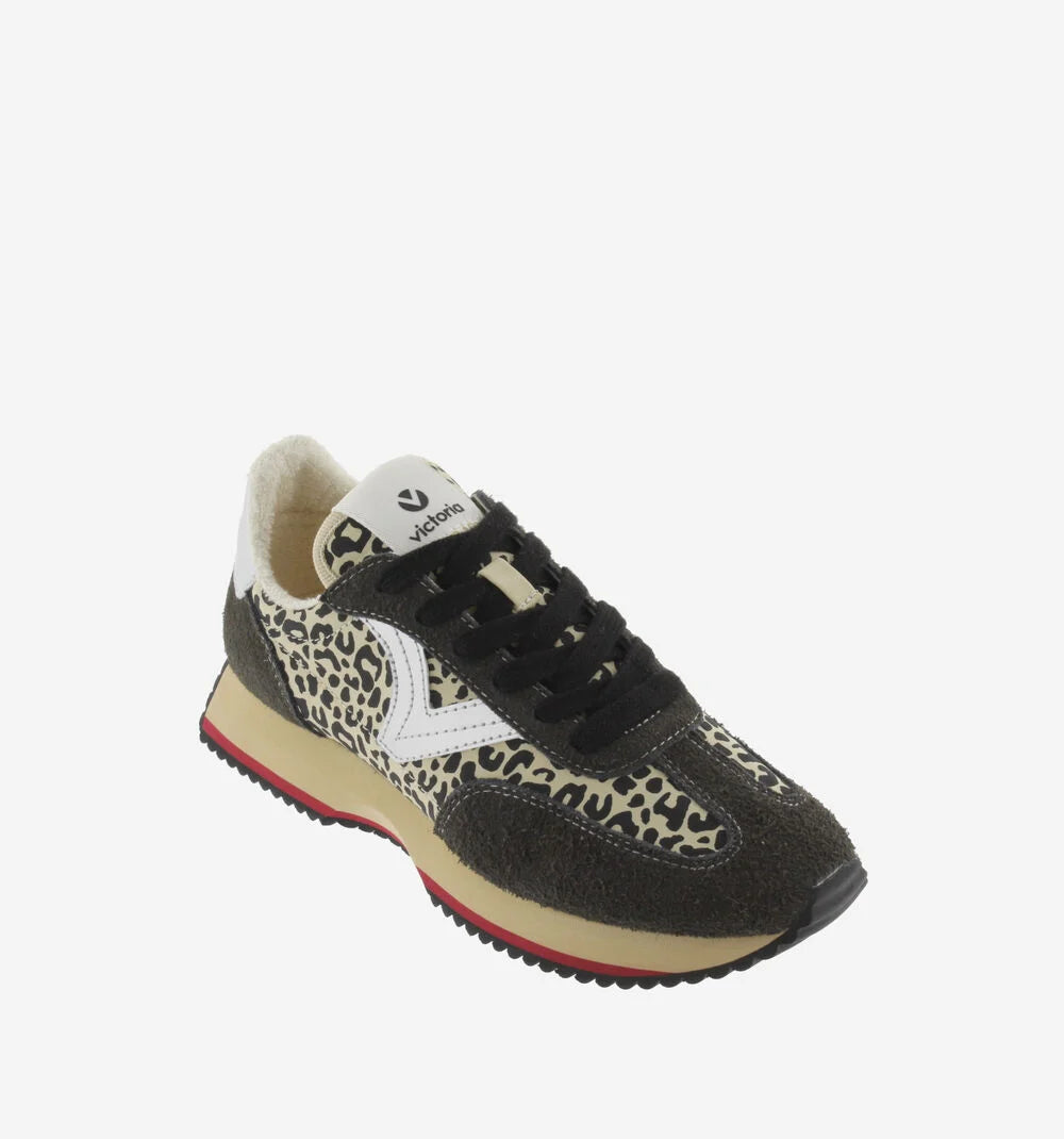 Victoria - 1 134116 Black and Cream Print Trainer
