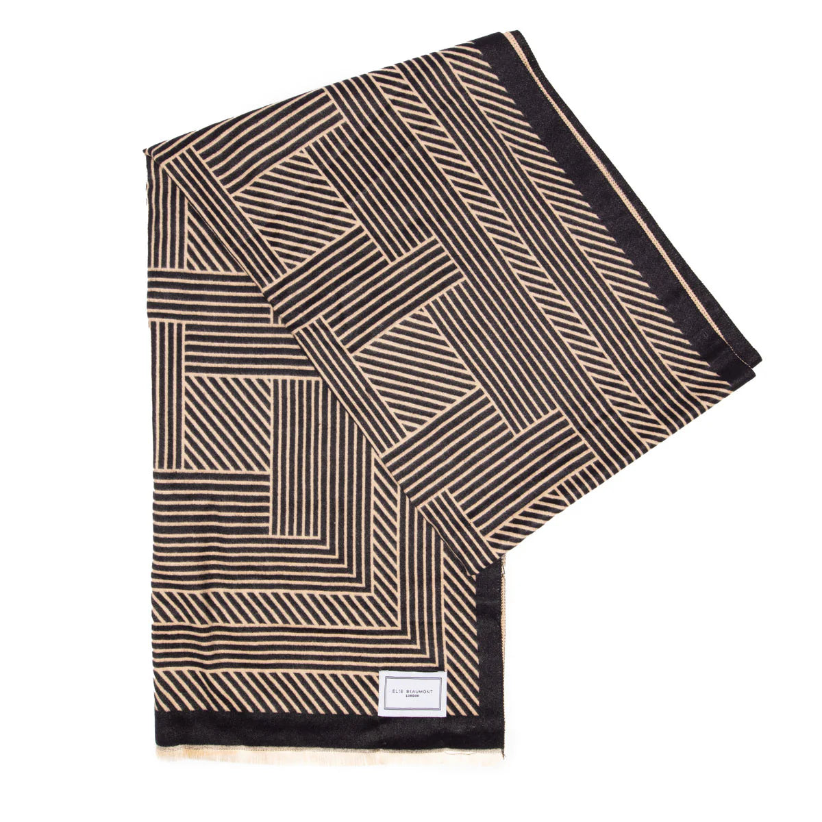 Elie Beaumont - Black and Sand Geometric Scarf