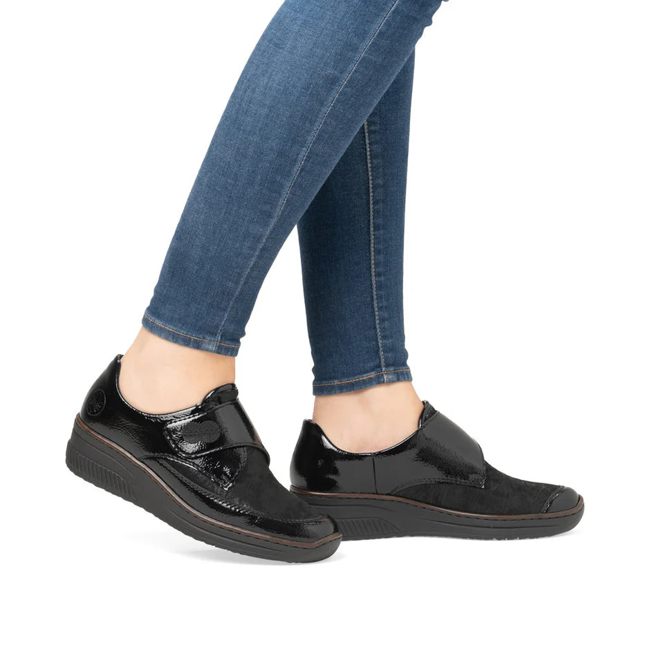 Rieker - 487C0-00 Black Stretch Velcro Shoe