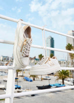 Rieker - M1912-80 Cream and Gold Zip Trainer