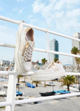 Rieker - M1912-80 Cream and Gold Zip Trainer