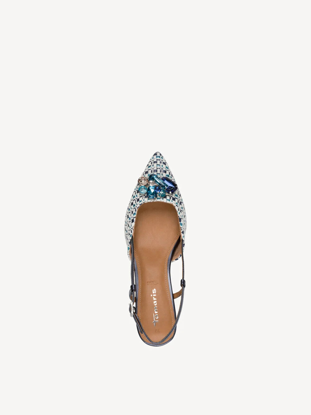 Tamaris - 29512 Navy & Cream Raffia Slingback