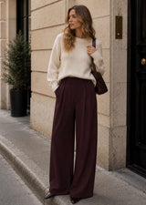 Anna - Burgundy Wide Leg Trousers