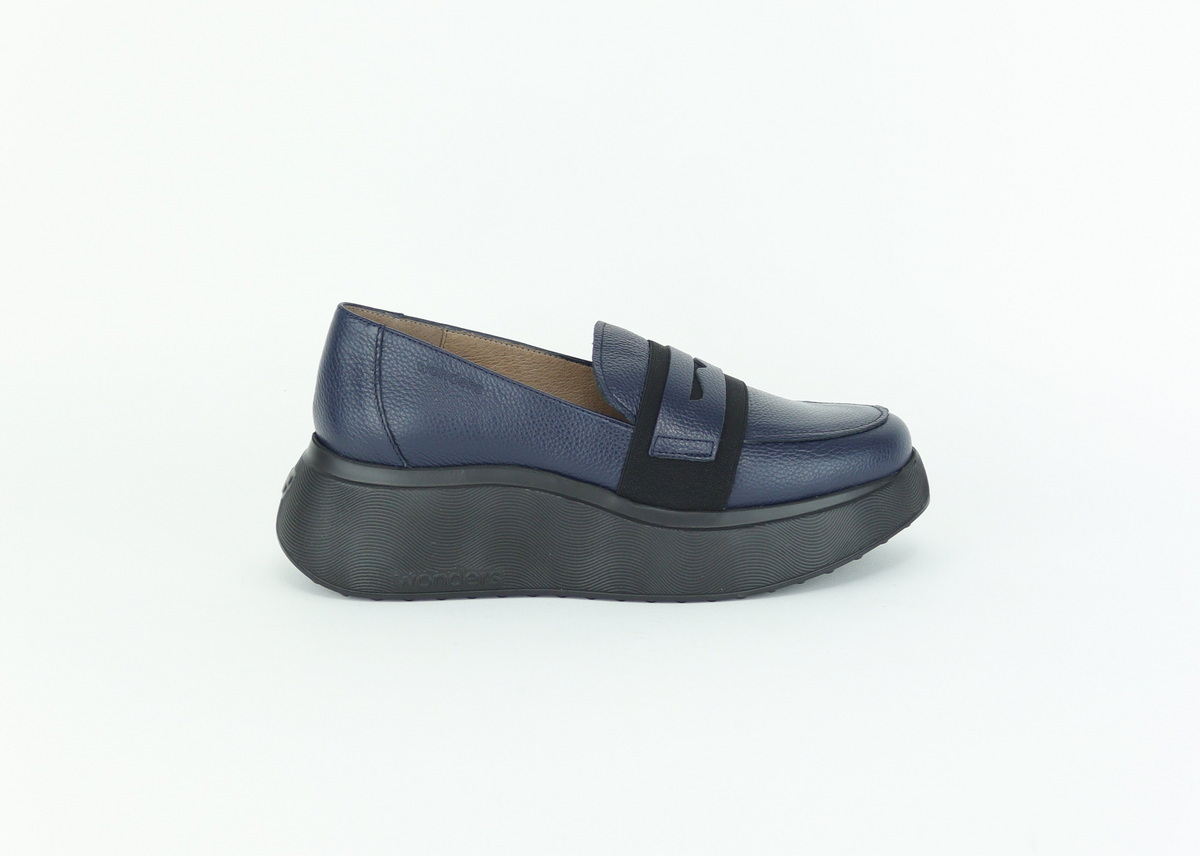 Wonders - A-3633 Navy Wedge Loafer