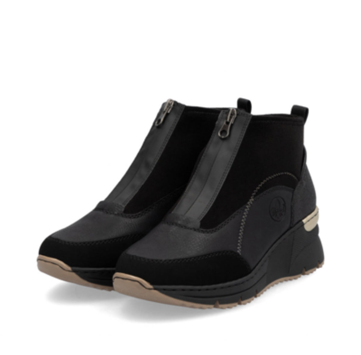 Rieker - N6361-00 Black Wedge Zip Boot