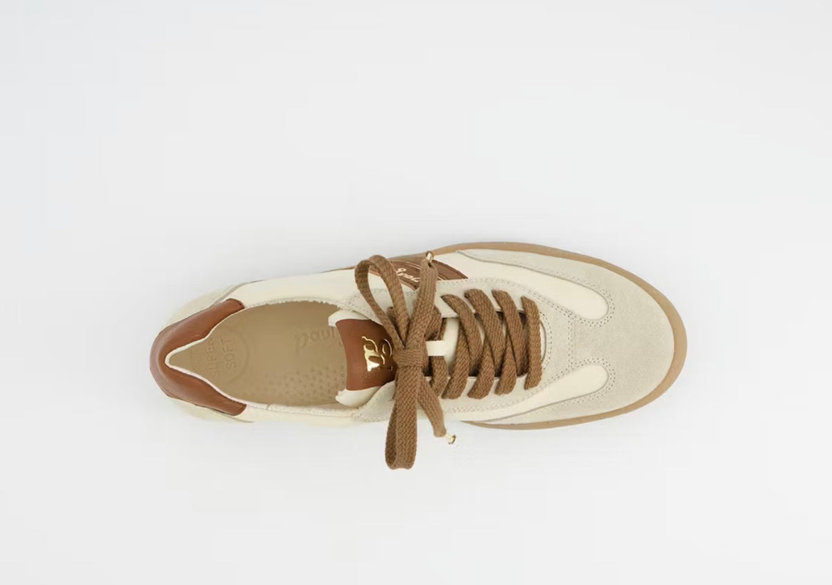 Paul Green - 5437 Cream and Brown Trainer
