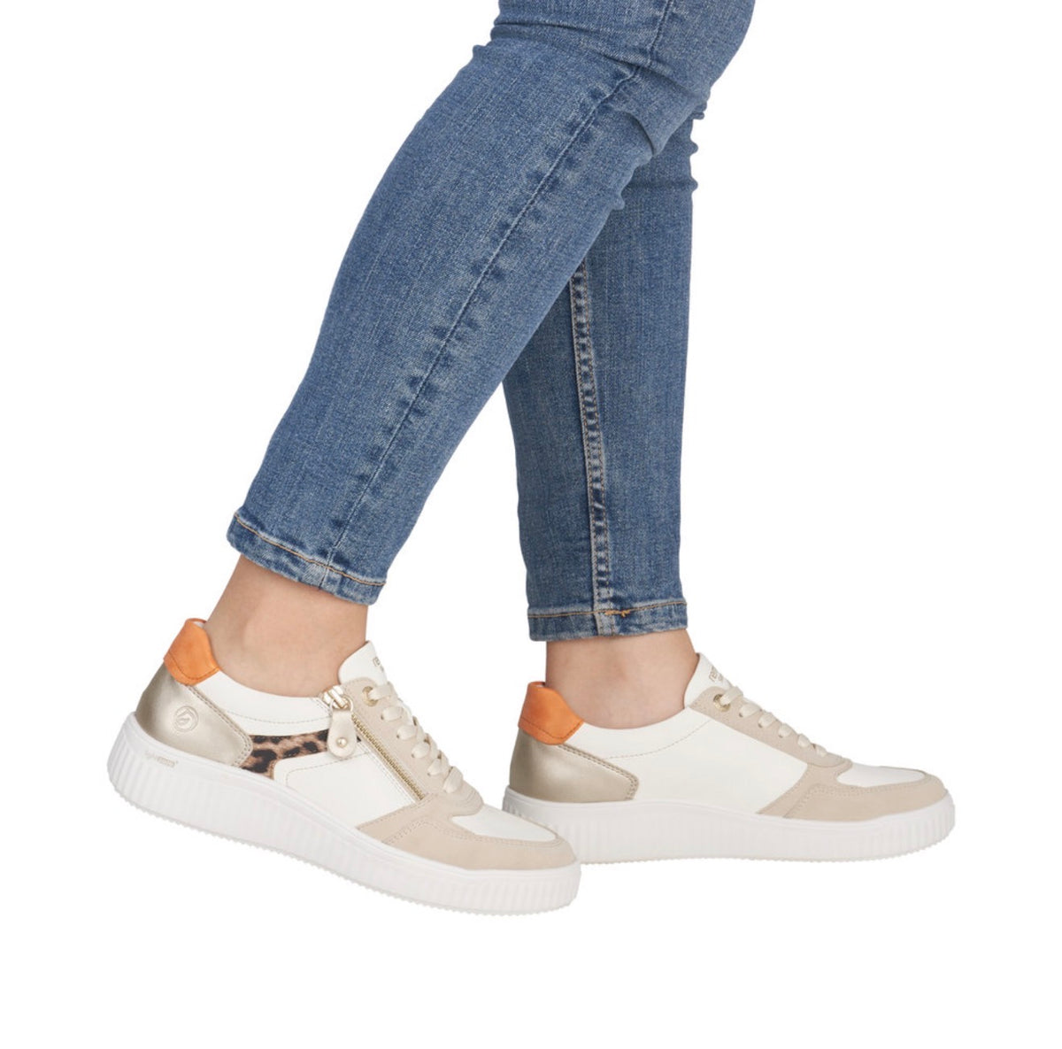 Remonte - D3E05 Cream Multi Zip Trainer