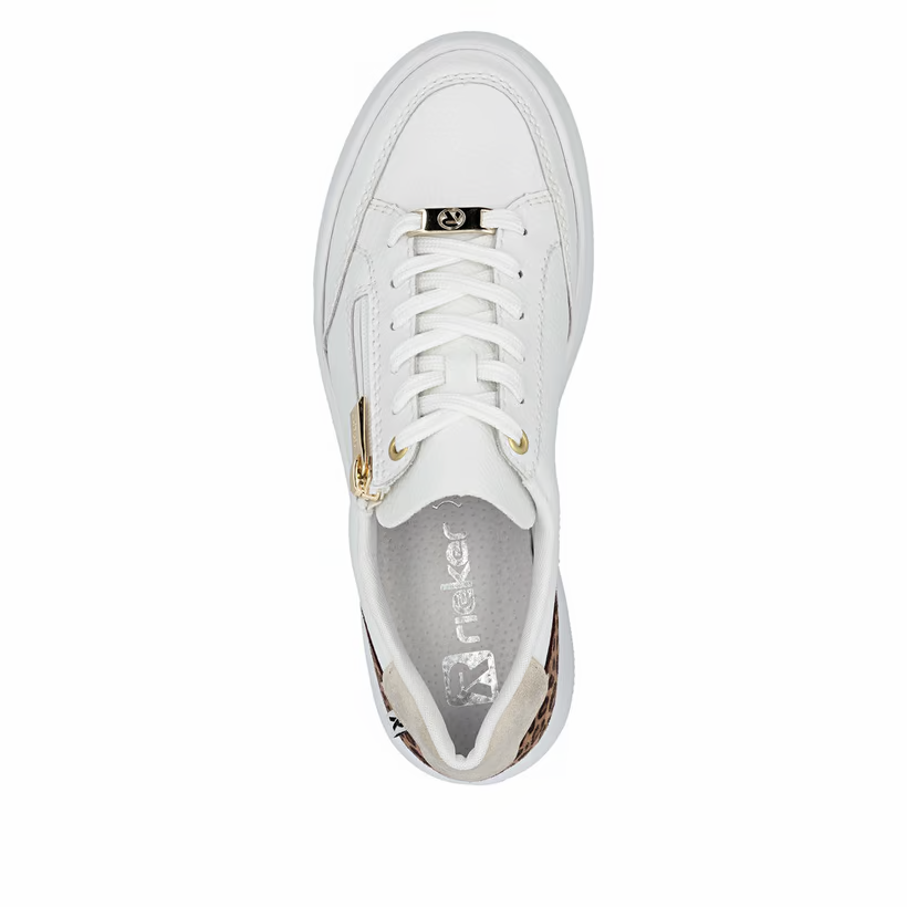 Rieker - M1900 White and Leopard Zip Trainer