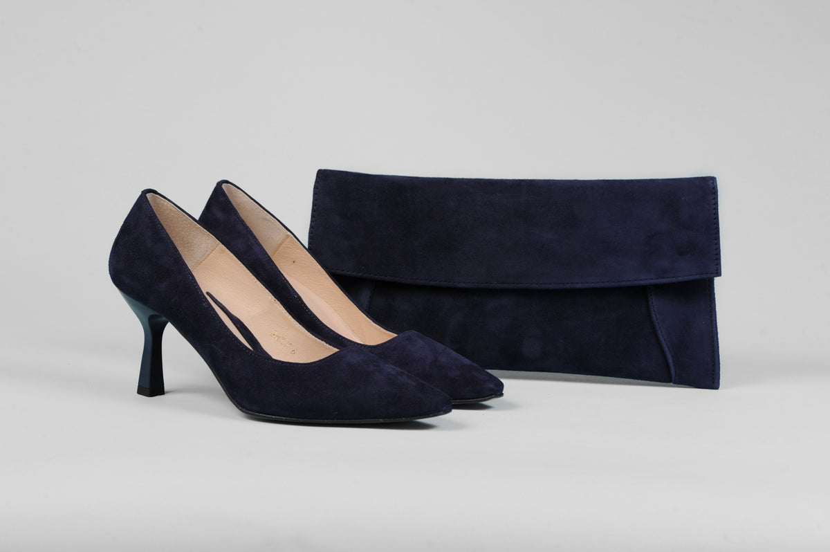 Rachels - Navy Suede Court Shoe