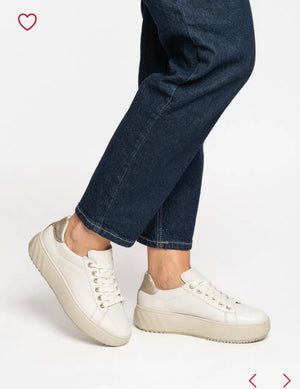 Ara - 46523 Monaco Cream & Gold Platform Trainer
