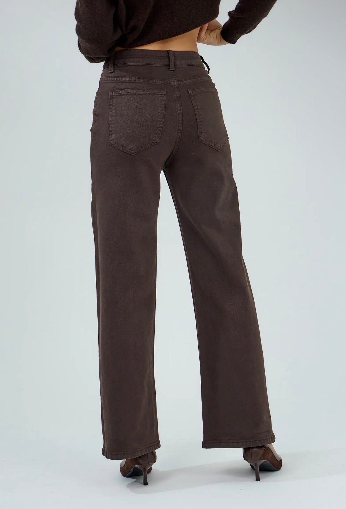 Anna - Chocolate Brown Wide Leg Jeans