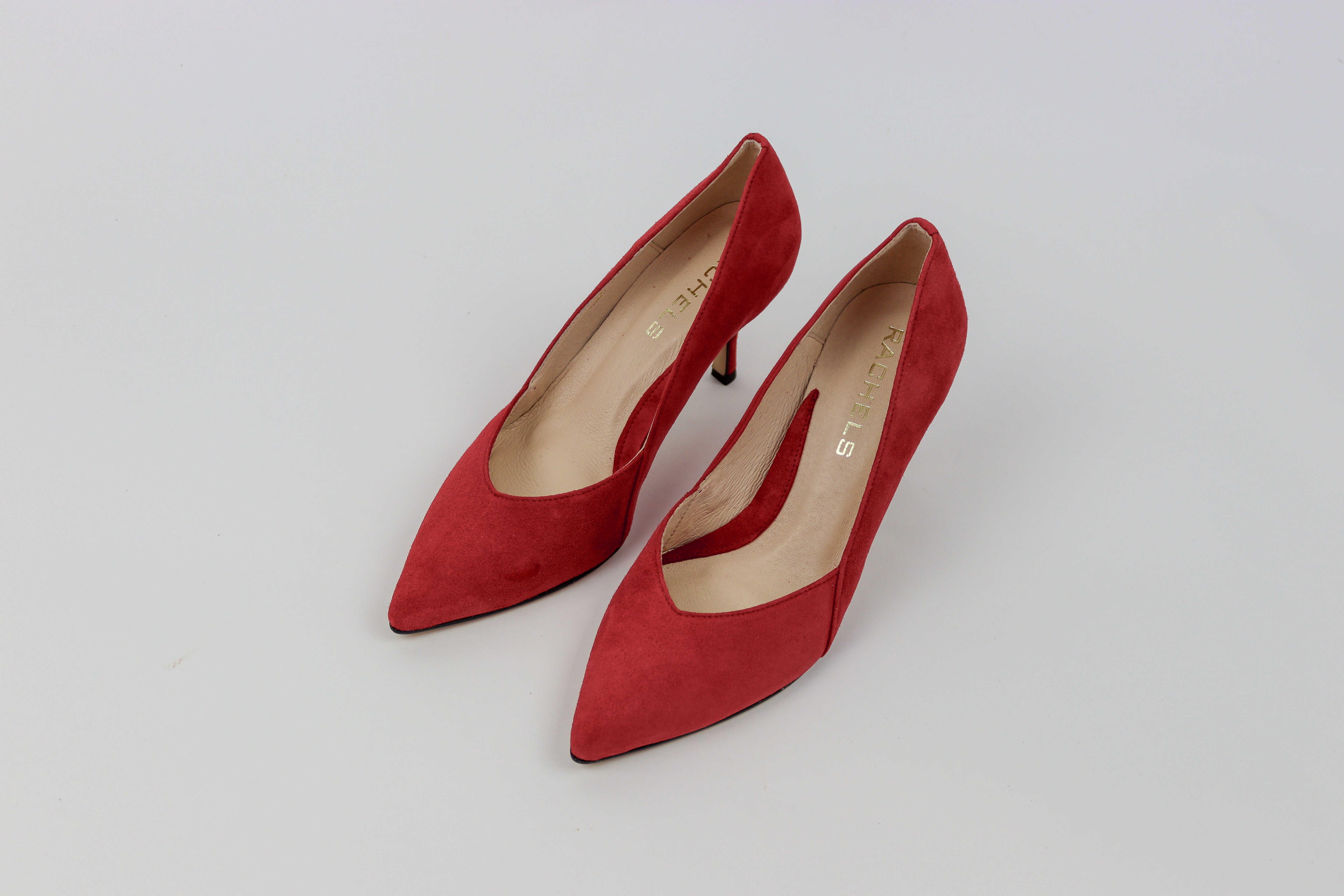 Rachels - Z6895 Red Suede Court Shoe
