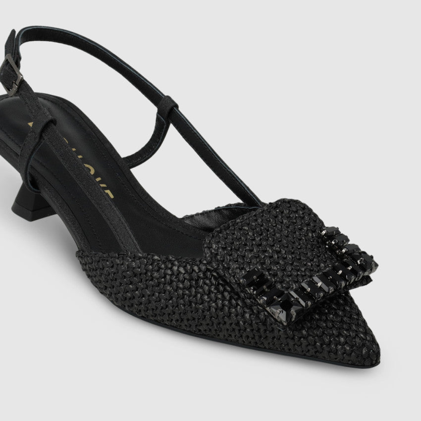 Lodi - DA5502 Black Rafia Slingback