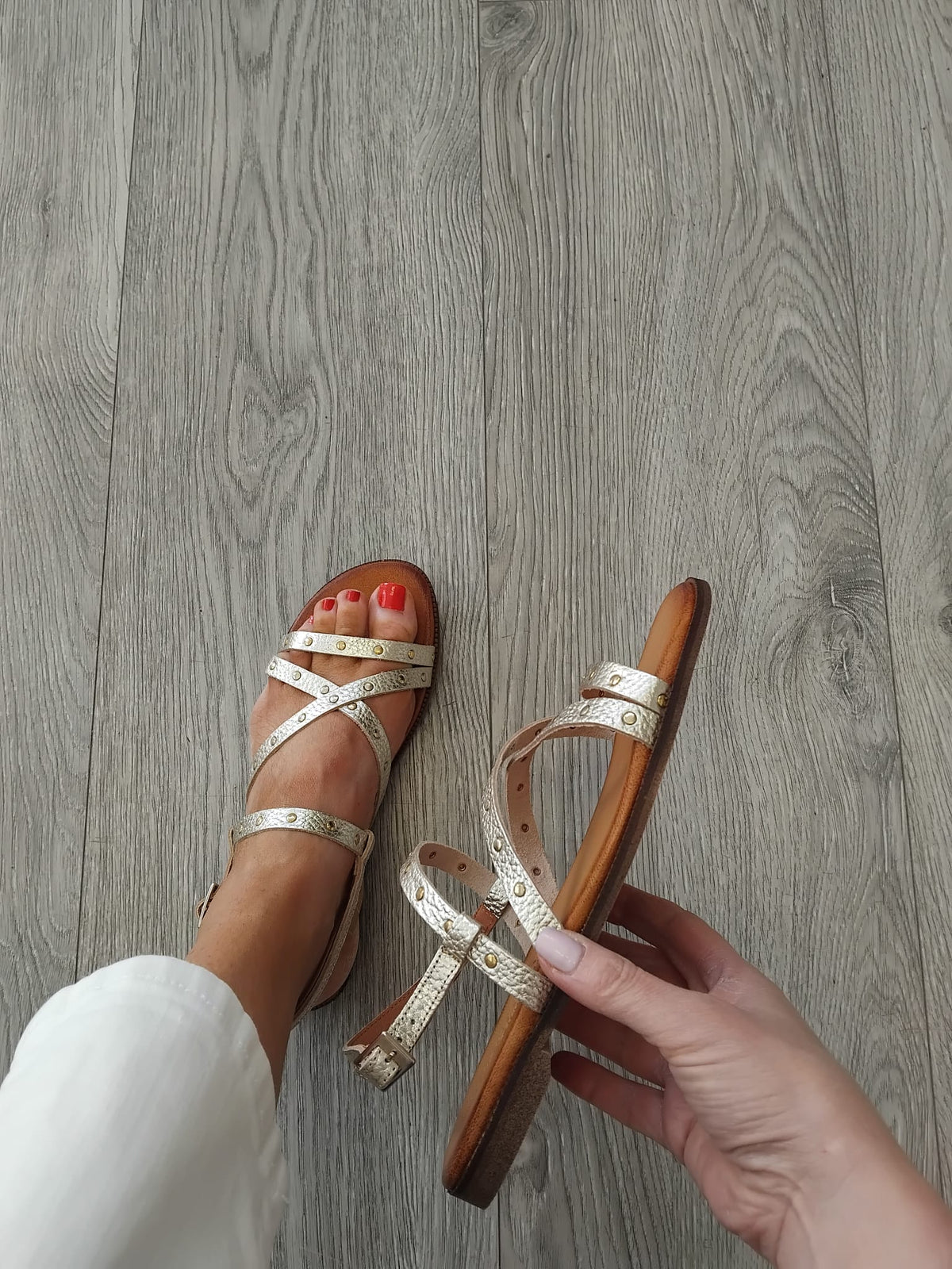 Tim & Simonsen - Lizette Gold Stud Gladiator Sandal