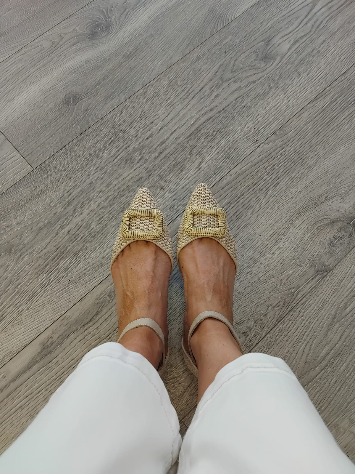 Carmela - 163241 Cream Raffia Flat