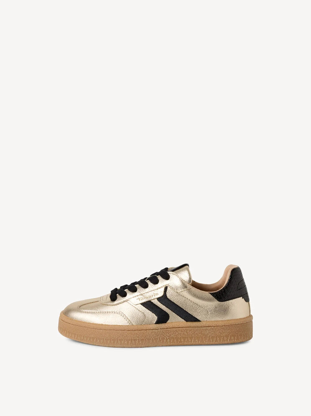 Tamaris - 23723 Gold Trainer with a Black Trim