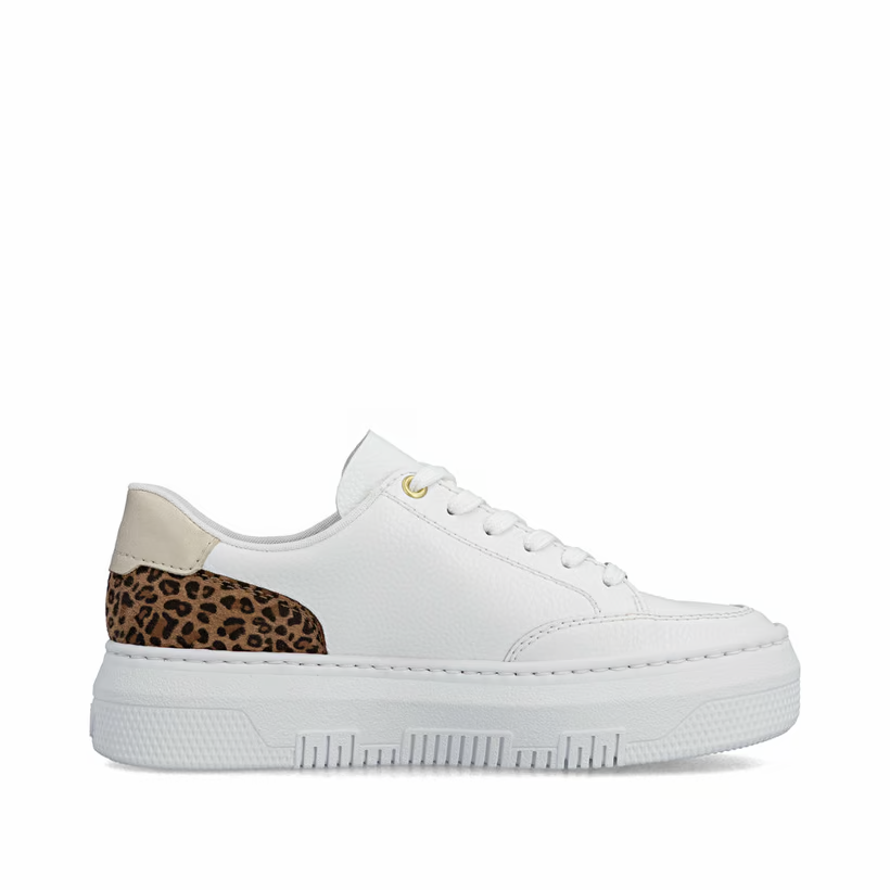Rieker - M1900 White and Leopard Zip Trainer