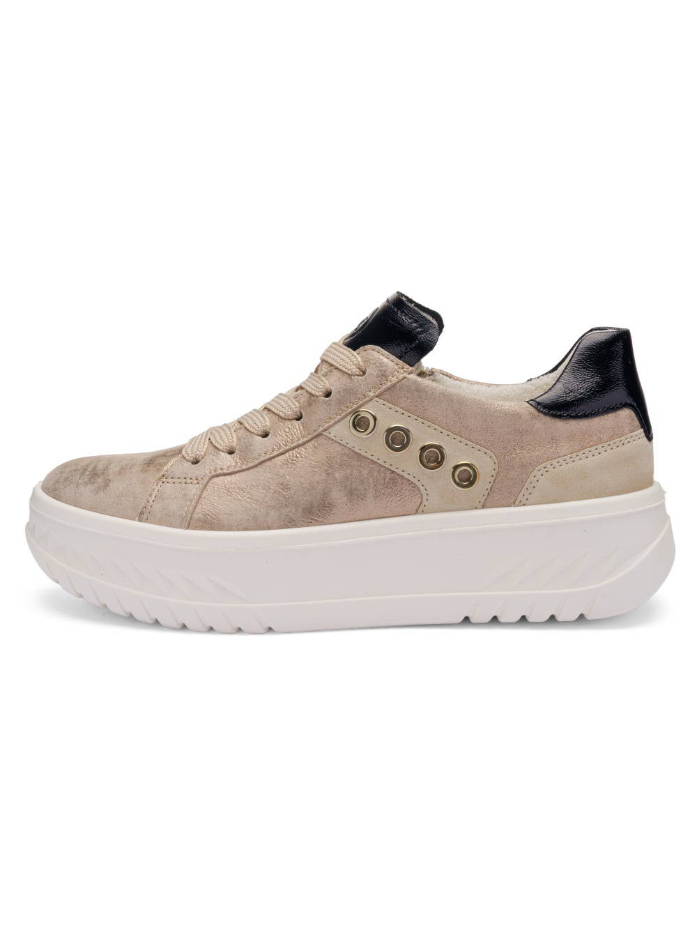 Ara - 46709 Monaco Beige Shimmer Platform Trainer