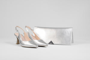 Lodi - Juco Silver Slingback with a kitten heel