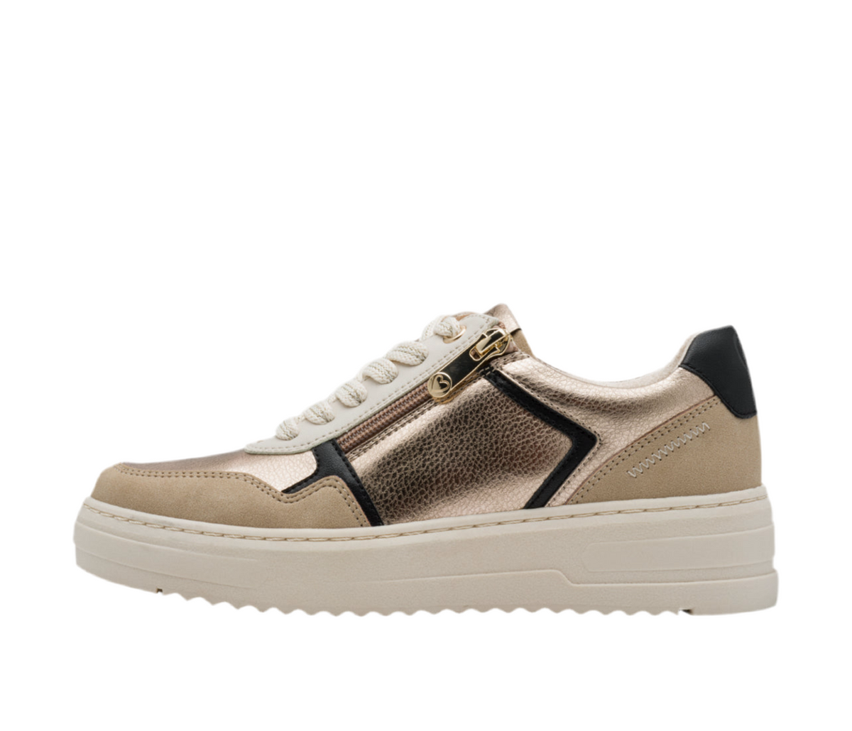 Marco Tozzi - 23774 Beige & Rose Gold Zip Trainer