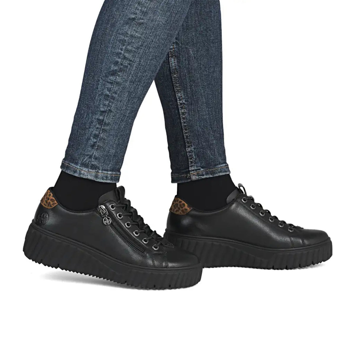 Rieker - N2555-01 Black Zip Trainer