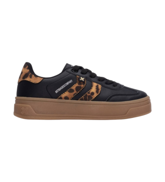 Xti - 144585 Black and Leopard Platform Trainer