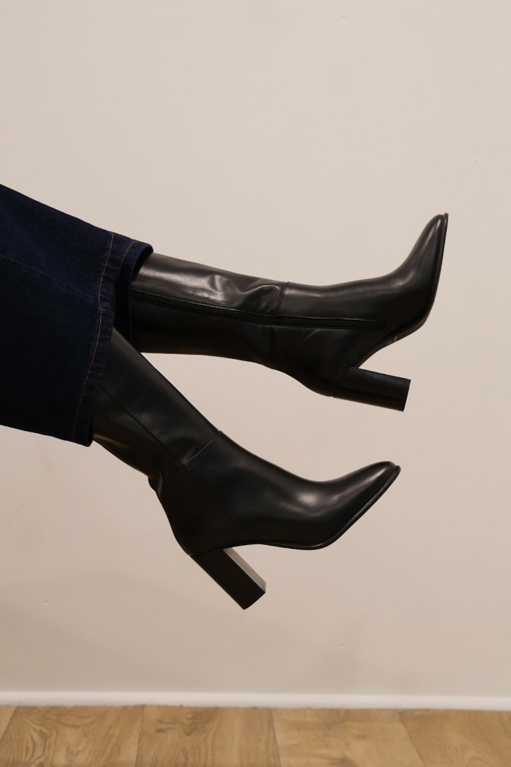 Rachels - ATENA1 Black Leather Knee High