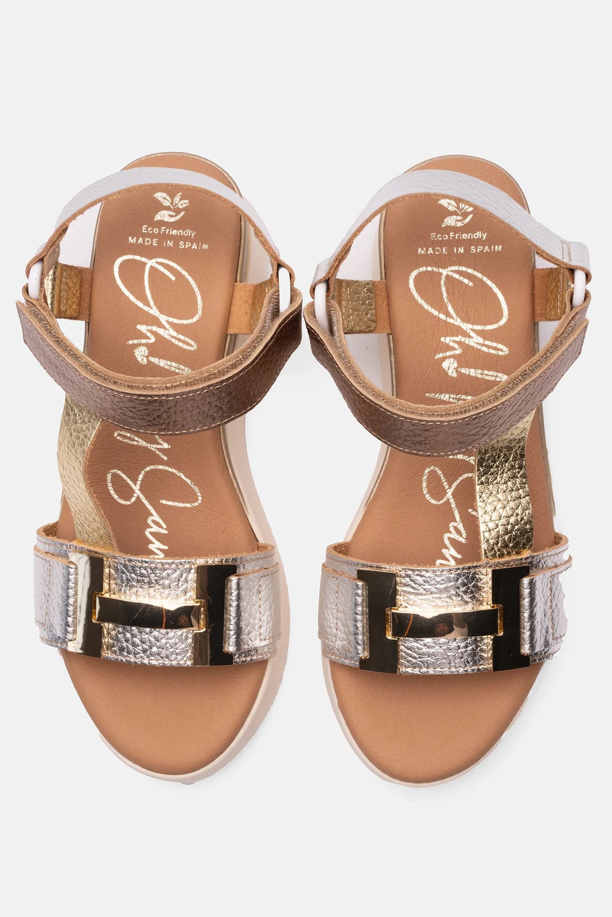 Oh My Sandals - 5671 Gold and Silver Wedge Sandal