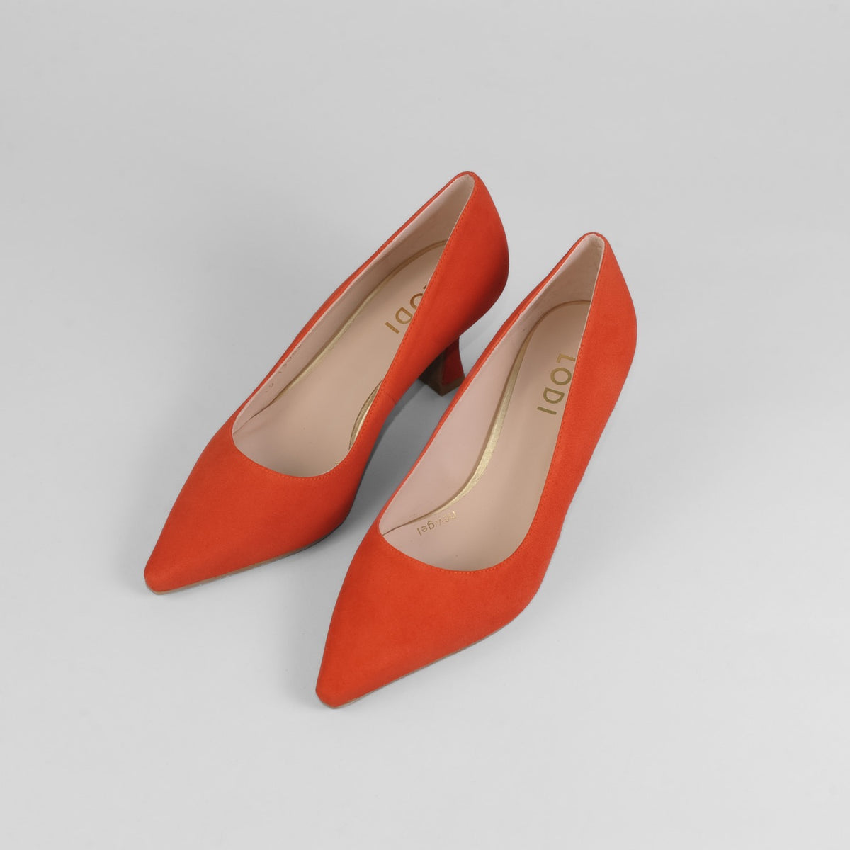 Lodi - Jona Orange Kitten Heel Court Shoe