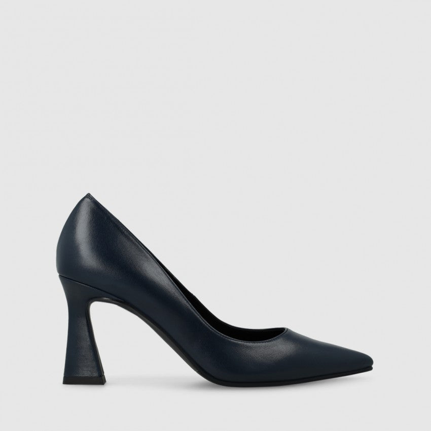 Lodi - Roa Black Leather Medium Heel Court Shoe