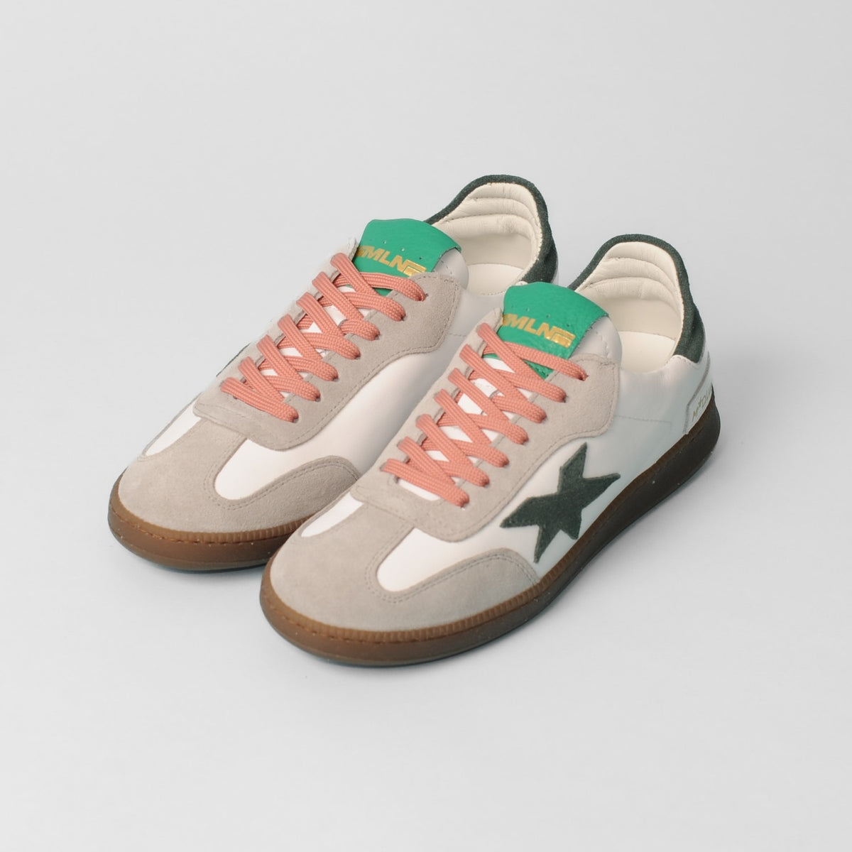 Meline - R 526 White and Green Retro Trainer