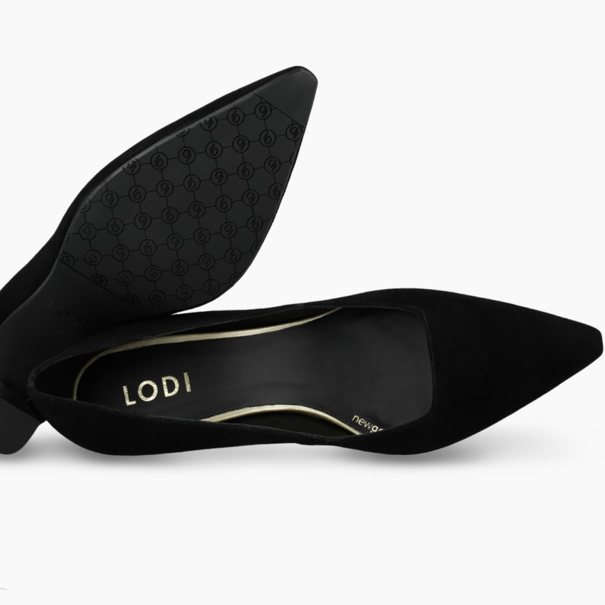 Lodi - Genius Black Suede Court Shoe
