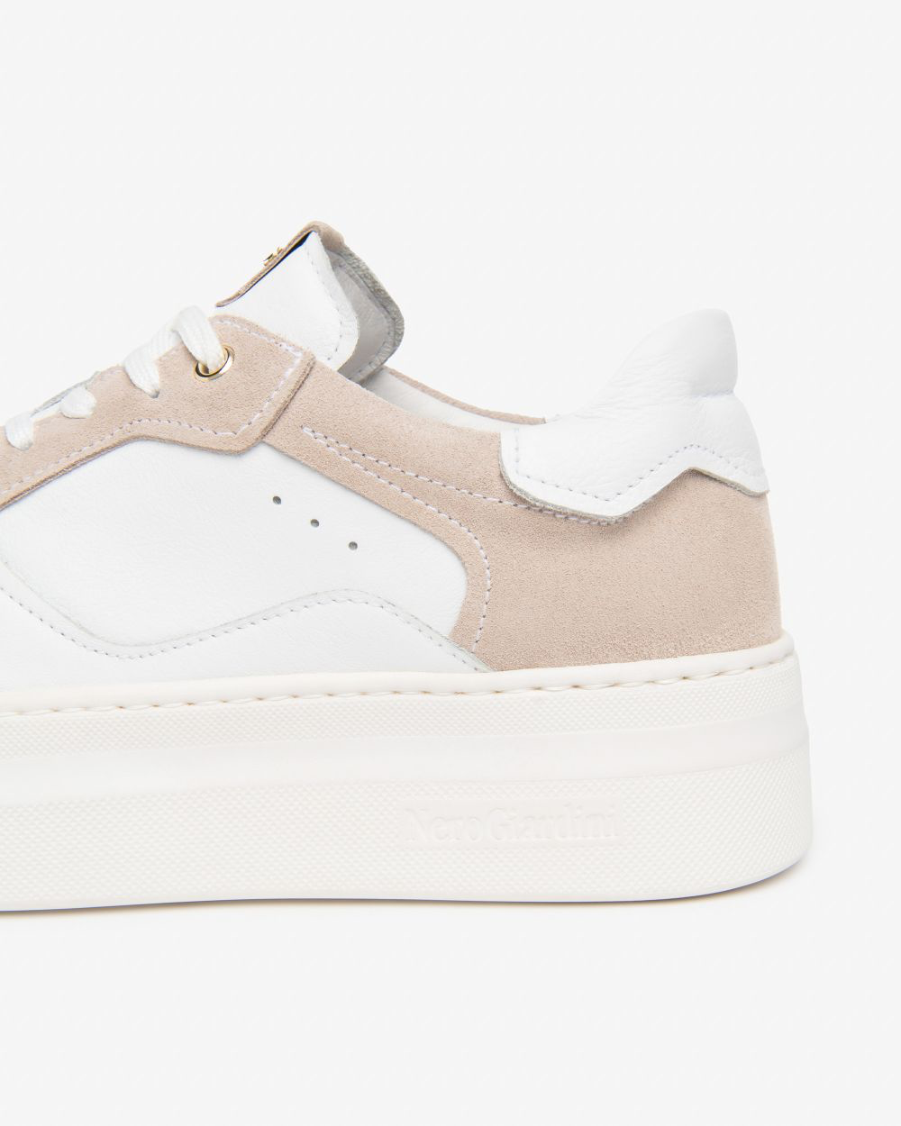 NeroGiardini - E615313D White/ Blush Platform Trainer