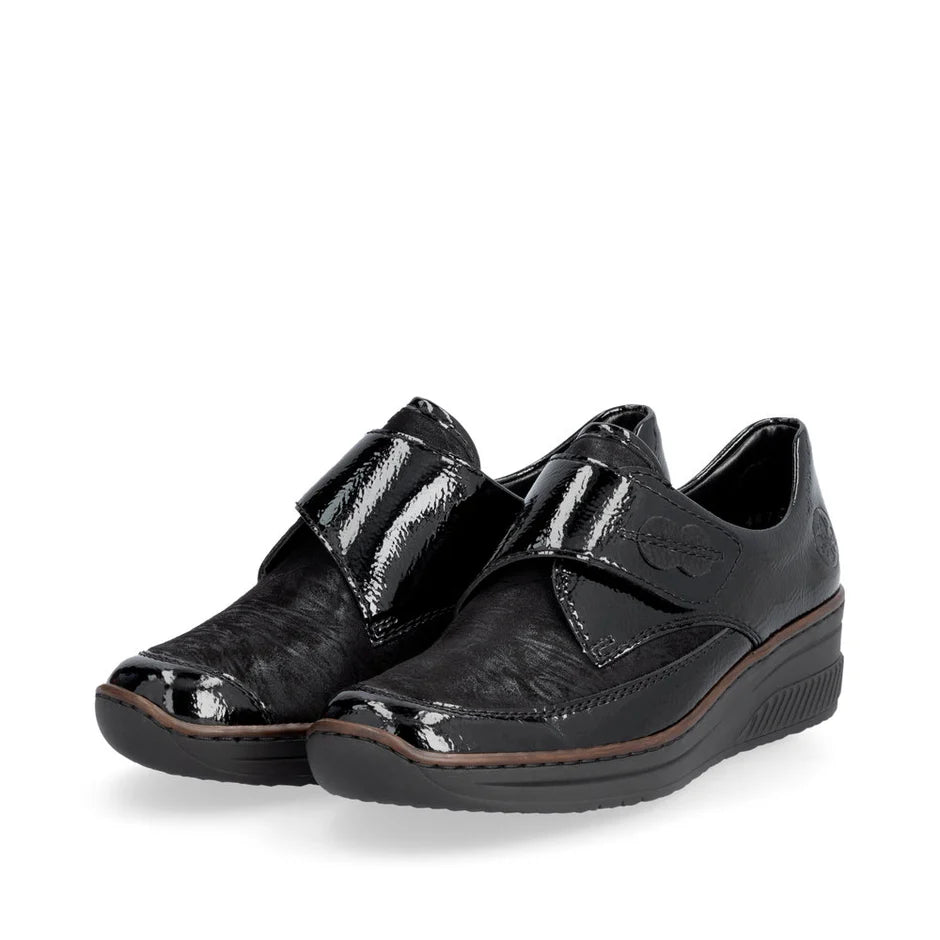 Rieker - 487C0-00 Black Stretch Velcro Shoe